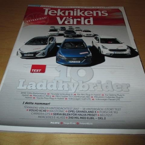 TEKNIKENS VÄRLD NR 22 2017. 10 LADDHYBRIDER ,VOLVO 245 TRANSFER ,M.FL.