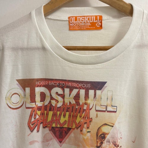Oldskull vit t-shirt, storlek XL