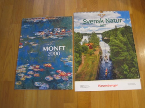 2 st Konst-kalender-Monet 2000. Svensk Natur, 2017. Samlare.