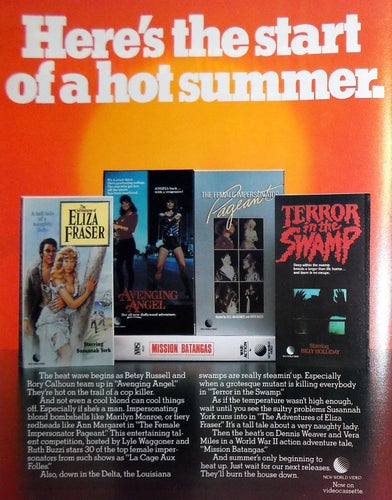 TERROR IN THE SWAMP, AVENGIN ANGEL, THE FEMAL INPERSONATOR, TIDNINGSANNONS 1985