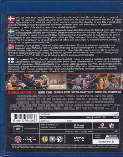 BluRay / Southpaw / Jake Gyllenhaal, Rachel McAdams, Forest Whitaker / Nyskick