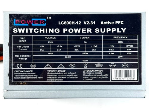 600 Watt Nätaggregat för PC 100% OK