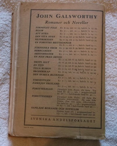 John Galsworthy Familjen Freeland häftad 1927
