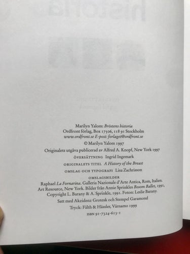 BRÖSTENS HISTORIA Marilyn Yalom 1999