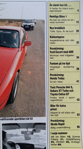 Teknikens Värld 9 1986: Porsche 924 S, Subaru XT, Toyota Celica GT, Skoda Rapid