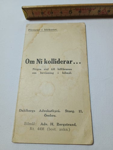 Om Ni kolliderar... - Liten folder - Råd till bilförare bevisning i bilmål