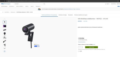 Dell UltraSharp-webbkamera – WB7022 – 4K UHD