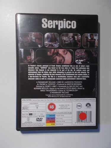 SERPICO (1973) DVD UK import Al Pacino Theodorakis Sidney Lumet