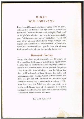 RIKET SOM FÖRSVANN En bok om Inka - Bertrand Flornoy (1957)