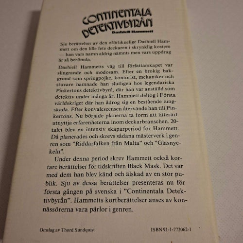 Dashiell Hammett - Continentala Detektivbyrån | innehåller sju utvalda noveller