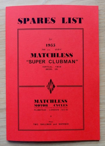 Reservdelskatalog Matchless G9 Super Clubman 1955