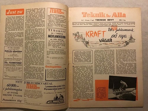 TEKNIK FÖR ALLA NR 7 1950 KRAFTLEDNING,HERON FLYG,HUSQVARNA,AVESTA ROSTFRITT