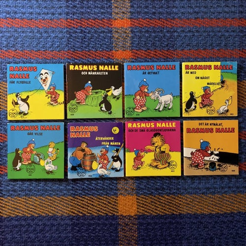 8 x Rasmus Nalle Pixiböcker - Komplett serie | BOK | 1986 En Pixi Bok