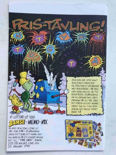 Bamse - 1995:1 VF med klisterbilder "Rör inte min kompis"