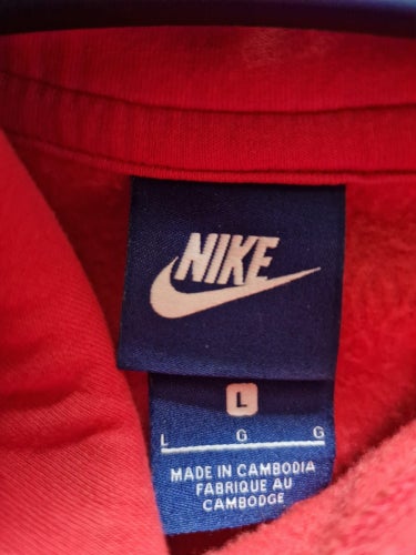 Nike röd huvtröja, stl. L
