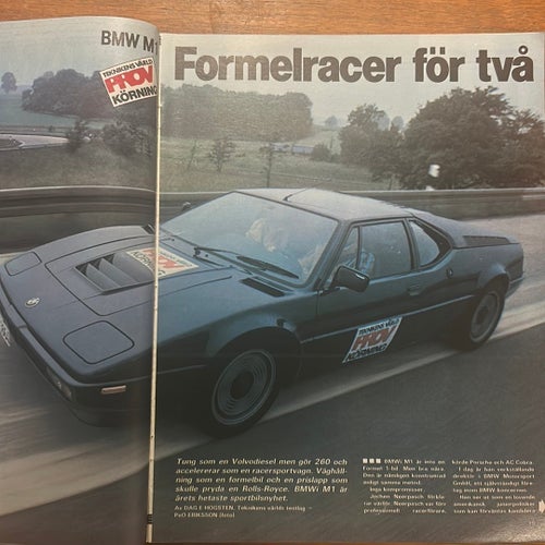 BMW M1 277hk 260km/h i Teknikens Värld 1979