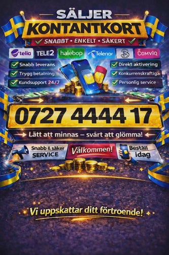 Guldnummer 0727 4444 17 / Exklusivt VIP Nummer / Telia