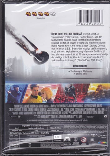 DVD / Star Trek Into Darkness / Chris Pine, Zoe Saldana / Ny & Inplastad