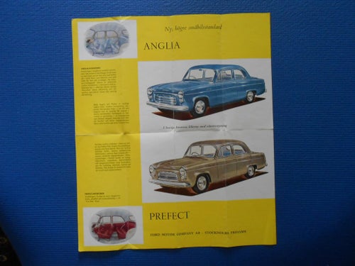 Reklambroschyr/plansch Anglia Fort Motor Company Stockholms Frihamn