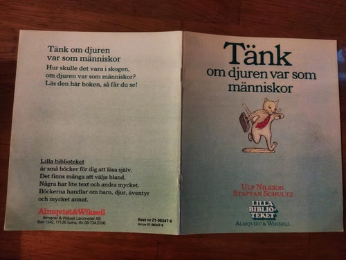 Tänk om djuren var som människor av Ulf Nilsson, Stefan Schultz. Very Fine+, bok