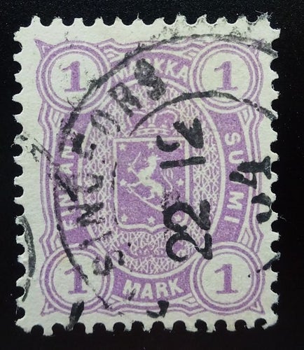 FINLAND 89. BRA 1 MK * VIOLET ÅR 1882...STARK FÄRG...BRA STÄMPEL...
