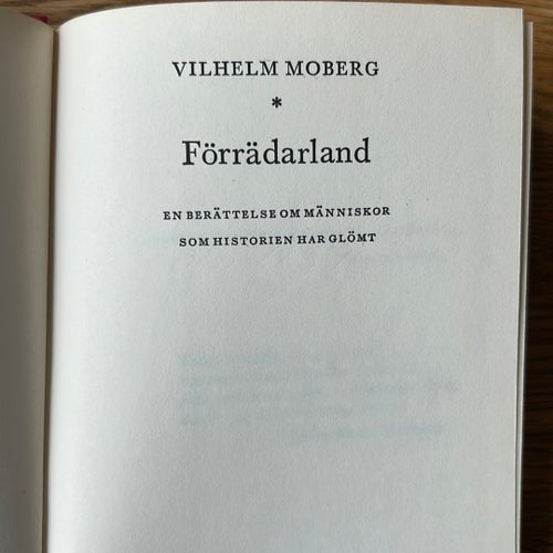Förrädarland av Vilhelm Moberg, 1967