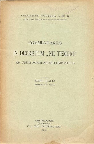 L.Wouters: Commentarius in decretum ne tempere...