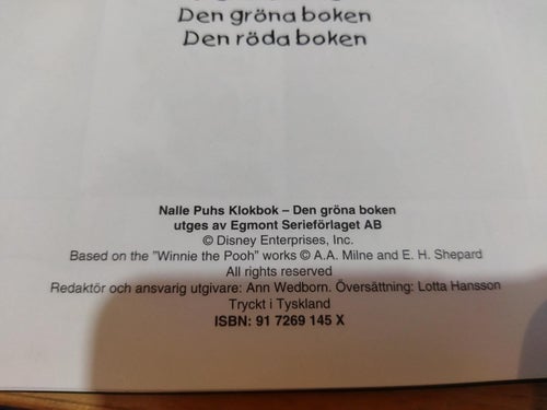 Nalle Puh Den gröna baken. Bok. Very Fine