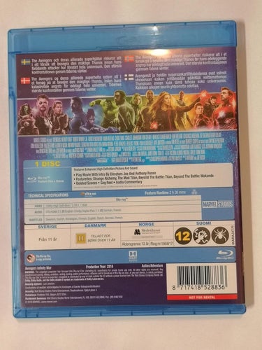 Blu-ray Avengers Infinity War Svensk text INPLASTAD