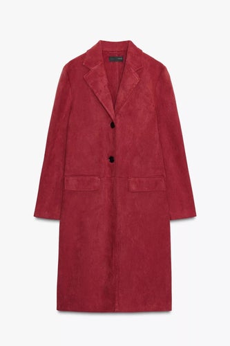 Helt Ny Zara röd kappa med mockaeffekt strl XL - taggar kvar