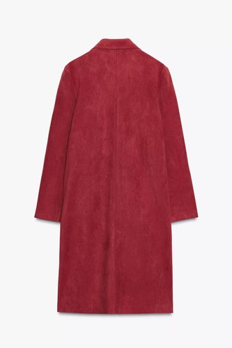 Helt Ny Zara röd kappa med mockaeffekt strl XL - taggar kvar