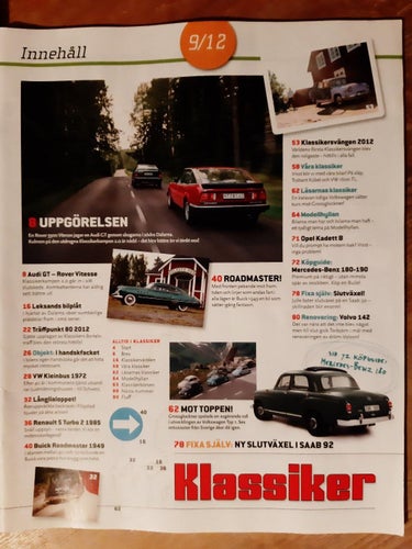 Klassiker nr 9 2012: Buick Roadmaster 1949, Mercedes 180-190 guide, Volvo 142 GL