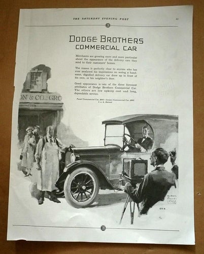 Dodge Brothers commercial car  . Reklamsida från 1923