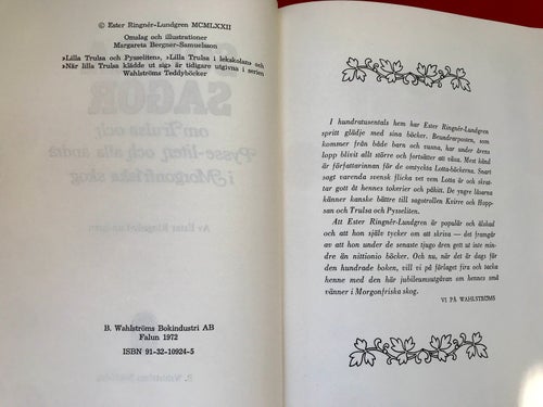 SOLIGA SAGOR Om Trulsa, Pysse-liten i Morgonfriska skog Ester Ringnér-Lindgren