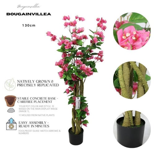130cm Artificial Bougainvillea Plant Red Flowers Removable Faux Tree Home Decor
