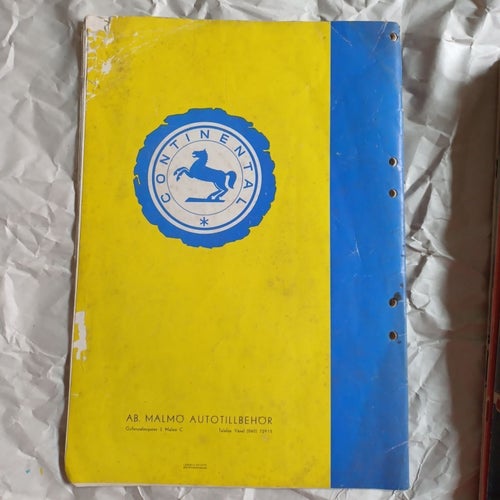 Continental Fläktremmar, 1958, Reservdelslista