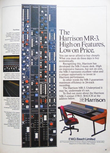 F.W.O. BAUCH LIMITED - HARRISON MR-3 MUSIC DESK, REKLAMANNONS AD 1982