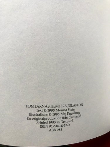 TOMTARNAS HEMLIGA JULAFTON Maj Fagerberg Monica Stein 1985