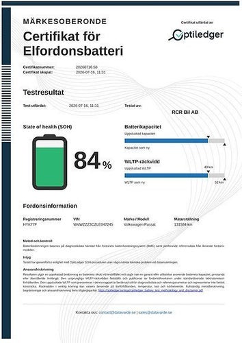 Volkswagen Passat Sportscombi GTE 1.4 TSI ACT OPF DSG Sekventiell, 218hk, 2020