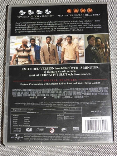 American Gangster DVD (Russell Crowe, Denzel Washington) Extended Edition