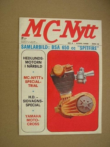 MC-Nytt 1968 Nr. 4 Samlarbild BSA "Spitfire" 650 cc