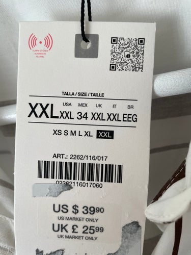 Helt Ny ZARA RANDIG POPLINSKJORTA VIT/BRUN, storlek XXL