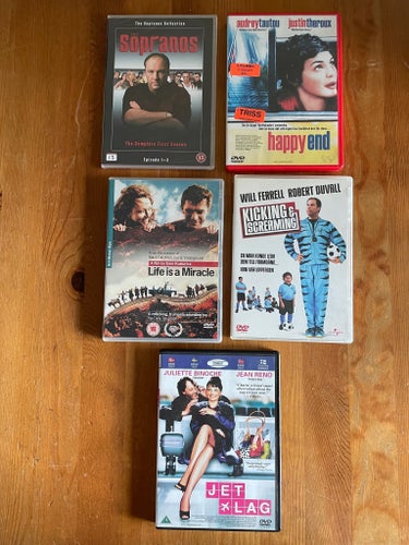 DVD-filmer: The Sopranos, Happy End, Life is a Miracle, Kicking & Screaming,