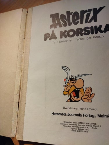 Asterixalbum nr 20 Asterix på Korsika. tryckt 1977. Very Good plus