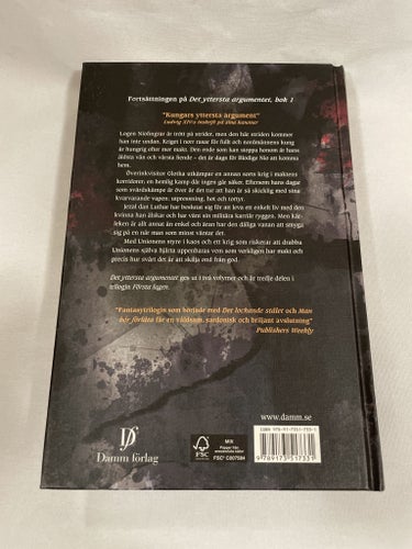 Det yttersta argumentet, bok 2 | Joe Abercrombie | Första lagen | Kartonnage
