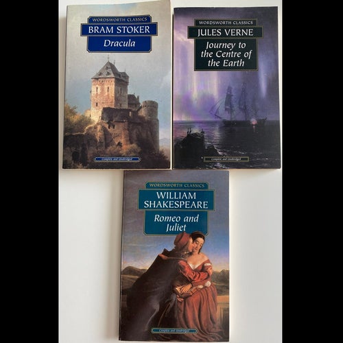 Klassiker på engelska. Stoker Dracula Shakespeare Romeo and Juliet + Jules Verne