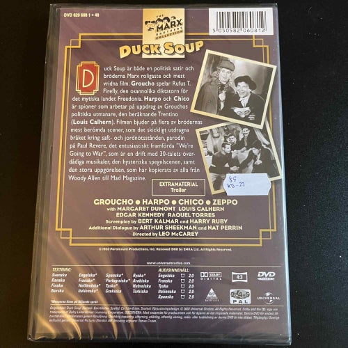 FYRA FULA FISKAR / DUCK SOUP. BRÖDERNA MARX. KOMEDI -33. INPLASTAD DVD