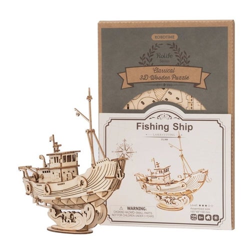 Byggsats i trä - Fishing Ship, pyssel