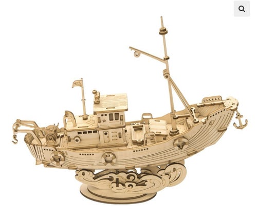 Byggsats i trä - Fishing Ship, pyssel