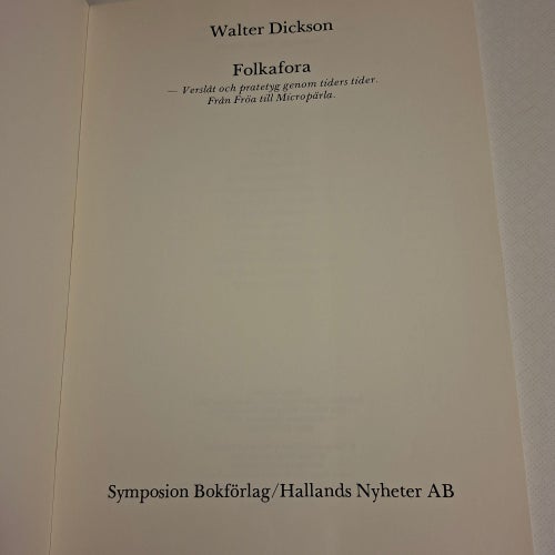 Folkafora Walter Dickson bok HALLAND Lasse i Gatan Falkenberg Varberg Symposion